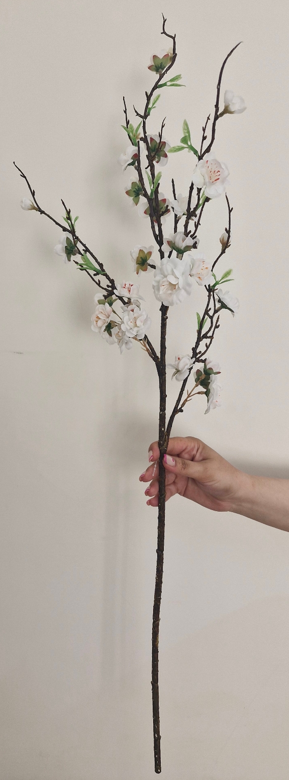 شاخه شکوفه چرمی - سفید